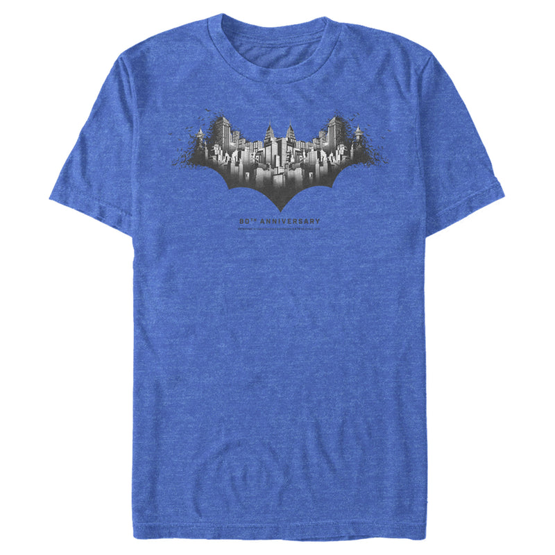 Men's Batman Gotham Skyline Bat Shape T-Shirt