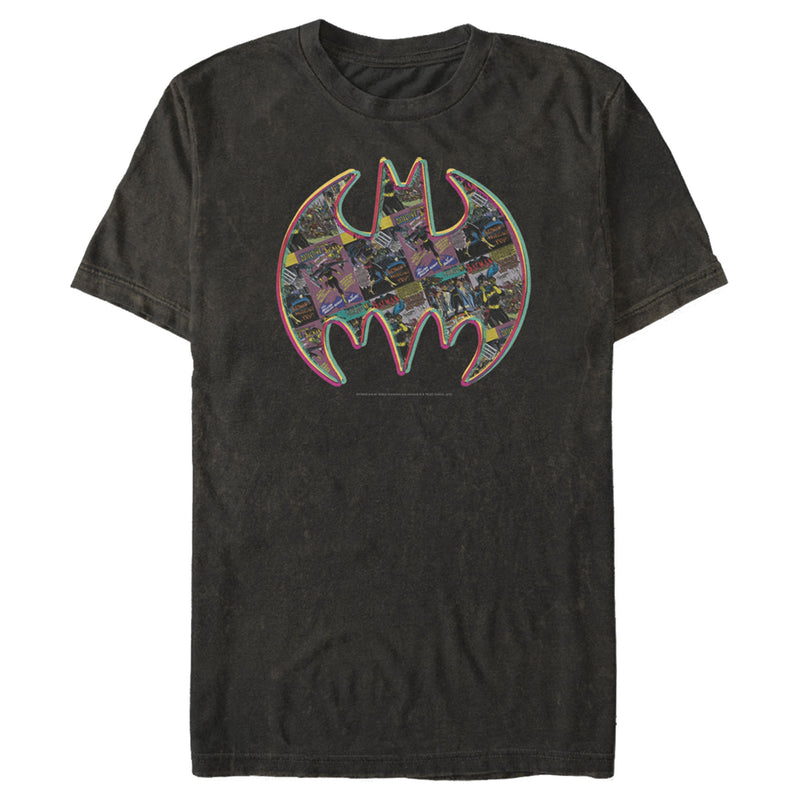 Men's Batman Shield Logo Comic Panel T-Shirt