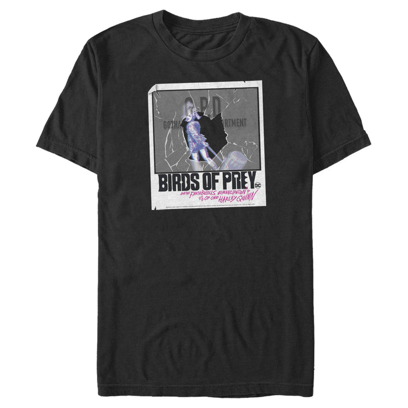 Men's Birds of Prey Harley Quinn Shattered Polaroid T-Shirt