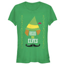 Junior's Elf Raised By Elves Cartoon T-Shirt