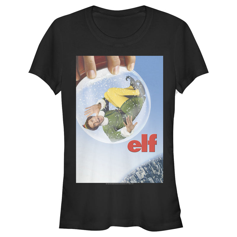 Junior's Elf Buddy Snow Globe Poster T-Shirt