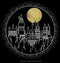 Men's Harry Potter Hogwarts Line Art Moonrise Pull Over Hoodie