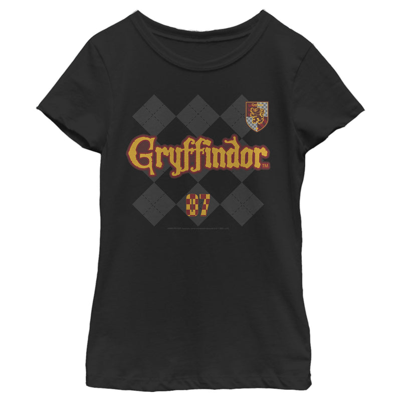 Girl's Harry Potter Gryffindor Argyle Print T-Shirt