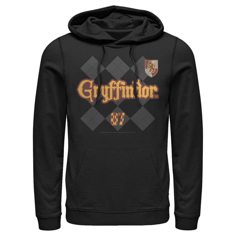 Men's Harry Potter Gryffindor Argyle Print Pull Over Hoodie