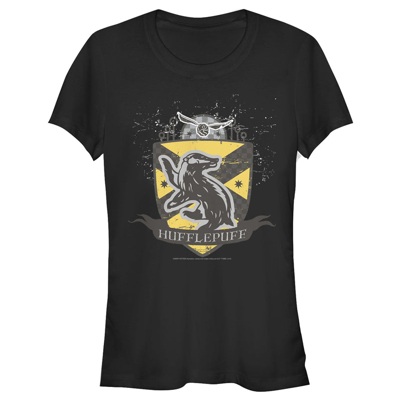 Junior's Harry Potter Hufflepuff Snitch Crest T-Shirt