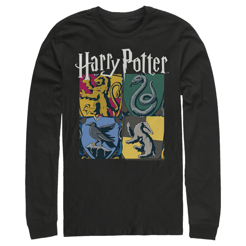 Men's Harry Potter Hogwarts Houses Vintage Collage Long Sleeve Shirt