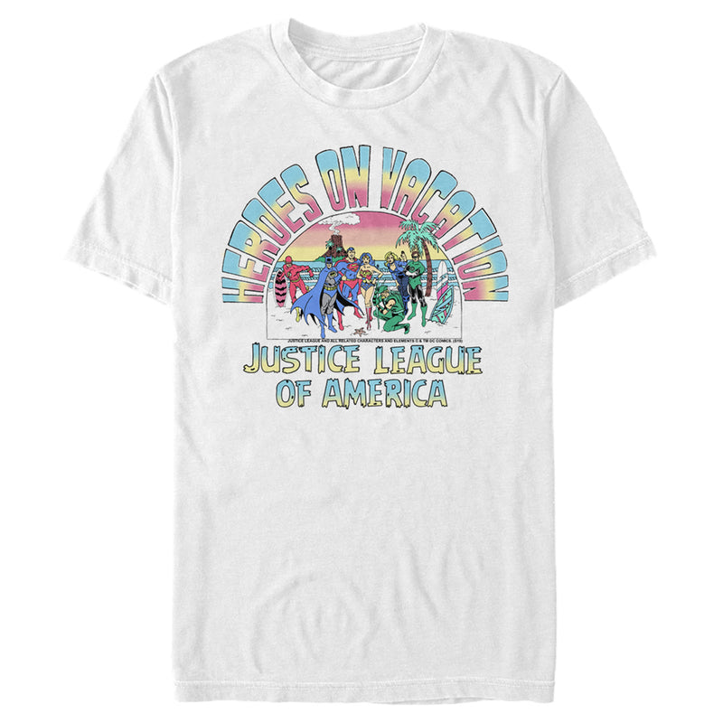 Men's Justice League Heroes on Vacation T-Shirt