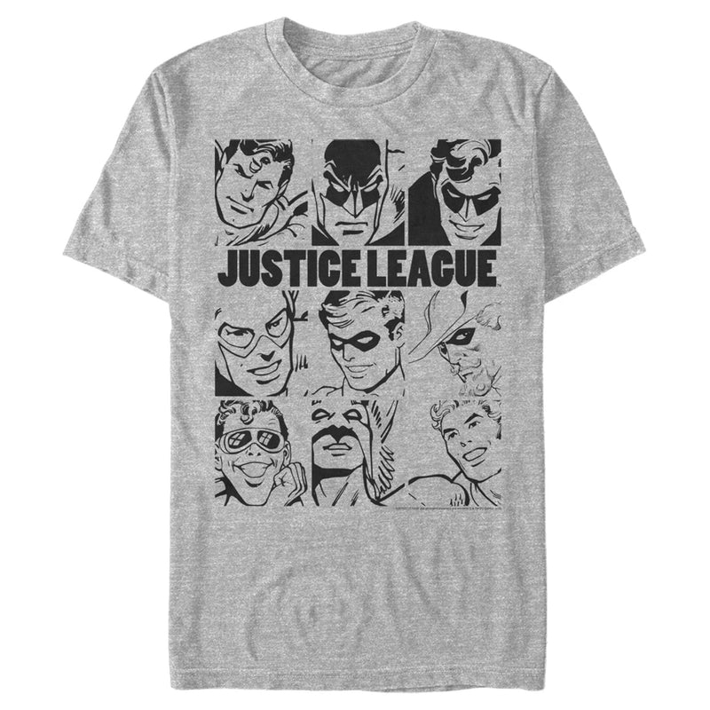 Men's Justice League Vintage Hero Panels T-Shirt