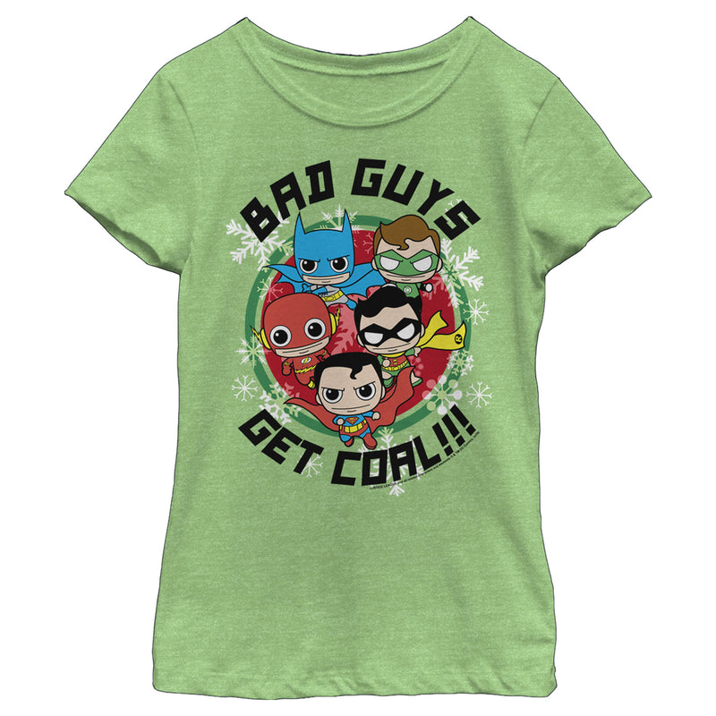 Girl's Justice League Bad Guys Get Coal T-Shirt