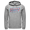 Men's Justice League Patriotic Frame Logo Pull Over Hoodie