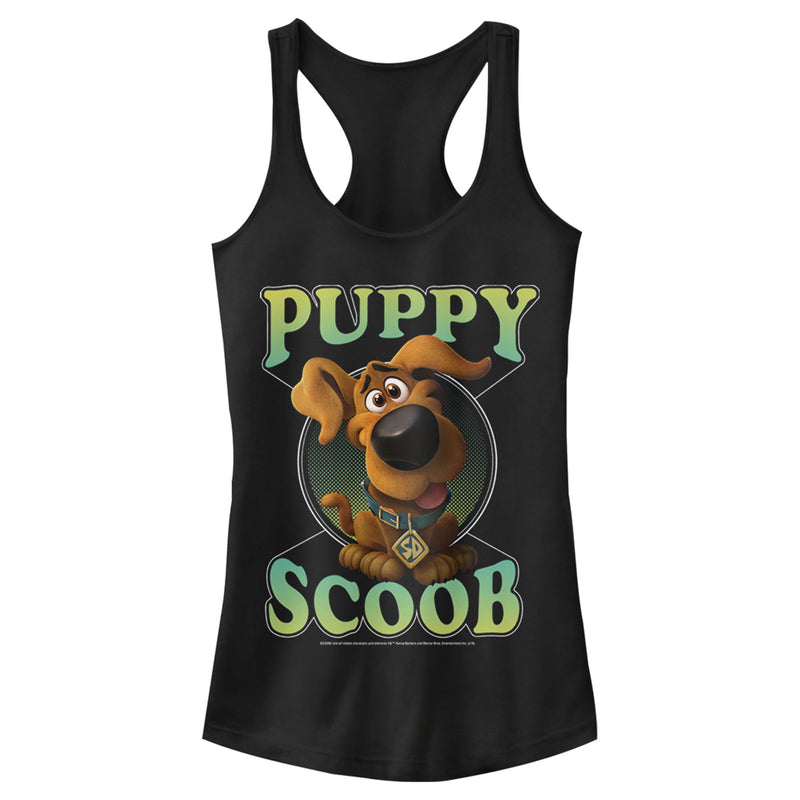 Junior's Scooby Doo Puppy Circle Racerback Tank Top