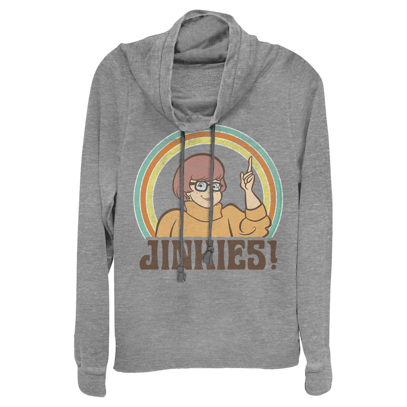 Junior's Scooby Doo Velma Jinkies Retro Cowl Neck Sweatshirt
