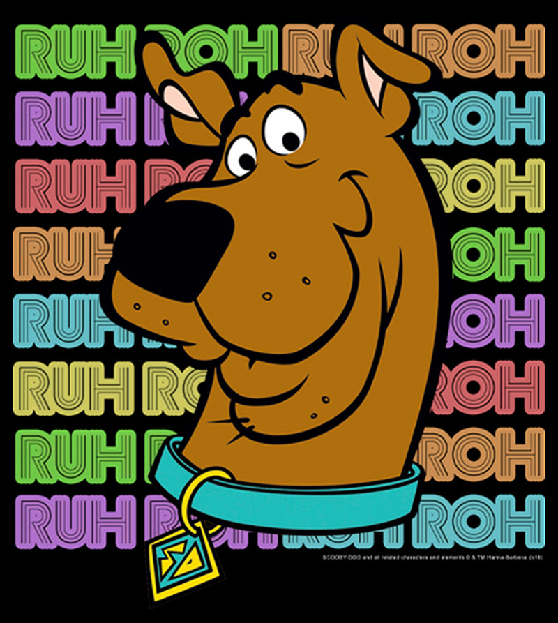 Men's Scooby Doo Ruh Roh Background Text T-Shirt