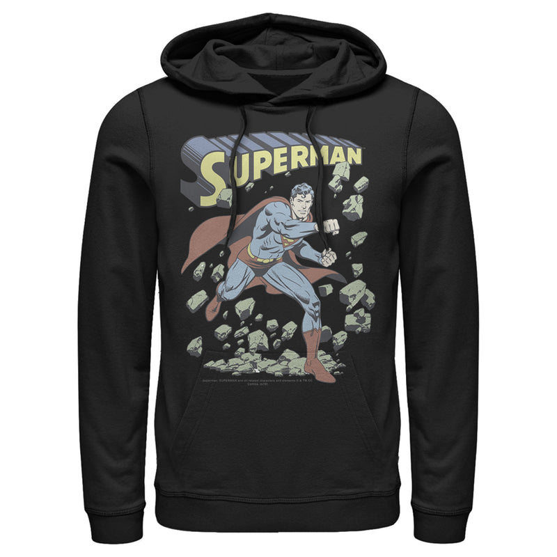 Men's Superman Hero Smash Barriers Pull Over Hoodie