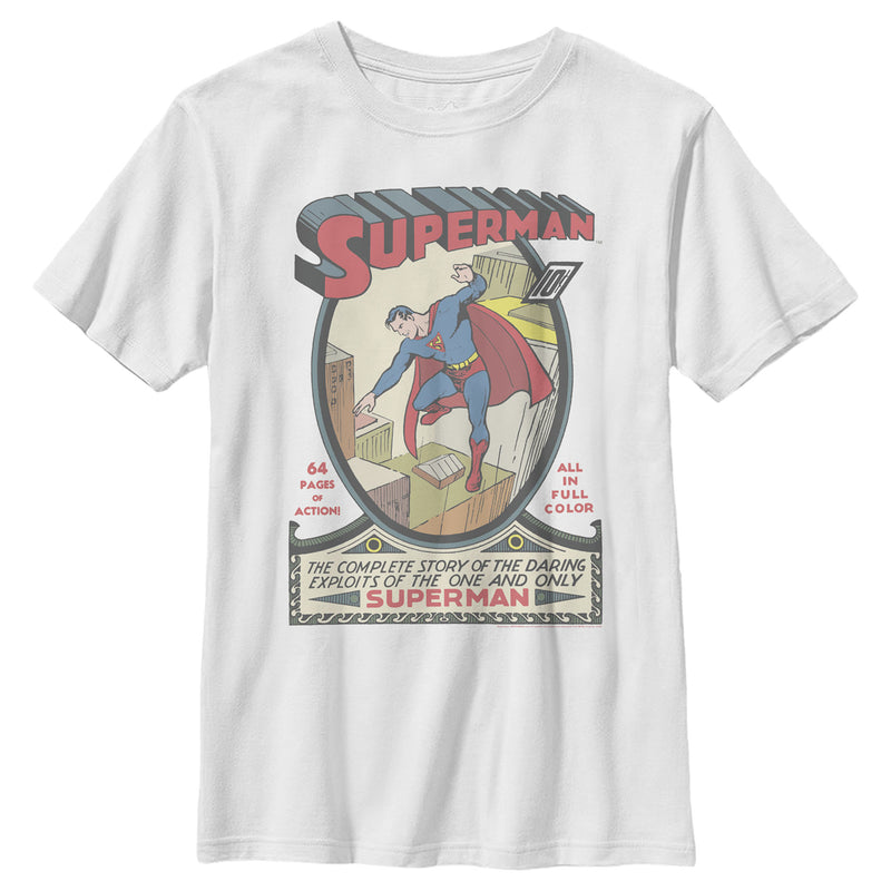 Boy's Superman Vintage Daring Exploits Cover T-Shirt