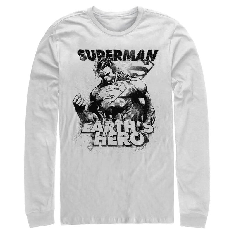 Men's Superman Grunge Earth's Hero Long Sleeve Shirt