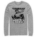 Men's Superman Grunge Earth's Hero Long Sleeve Shirt