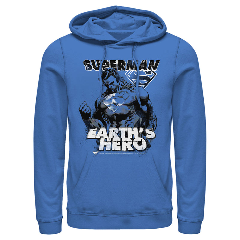 Men's Superman Grunge Earth's Hero Pull Over Hoodie
