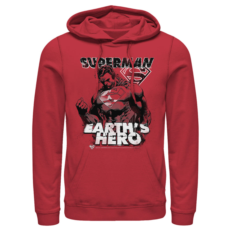 Men's Superman Grunge Earth's Hero Pull Over Hoodie