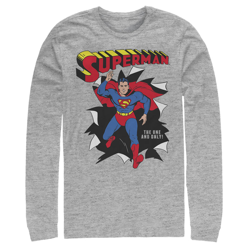 Men's Superman Only One Hero Rip Long Sleeve Shirt