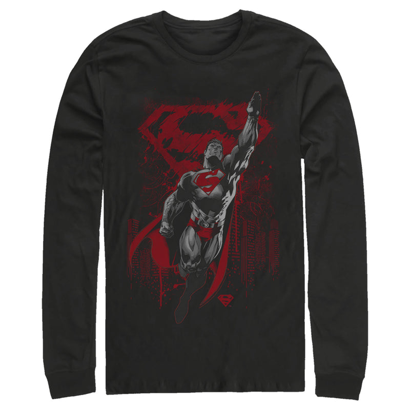 Men's Superman Grunge Hero Flight Long Sleeve Shirt