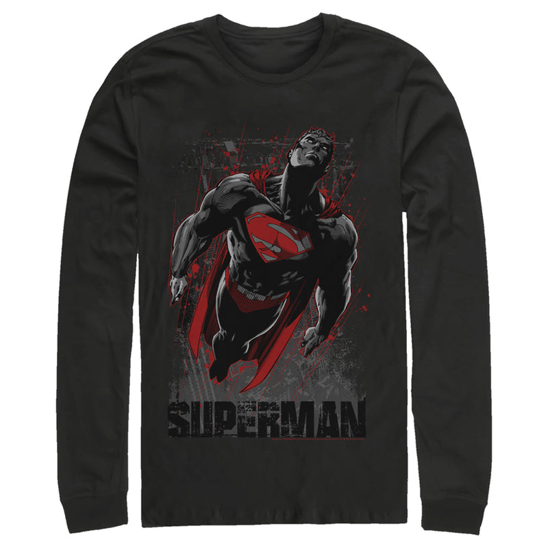 Men's Superman Flight Looking On Long Sleeve Shirt