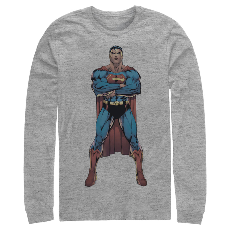 Men's Superman Bold Hero Pose Long Sleeve Shirt