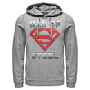 Men's Superman Man of Steel Beveled Logo Pull Over Hoodie