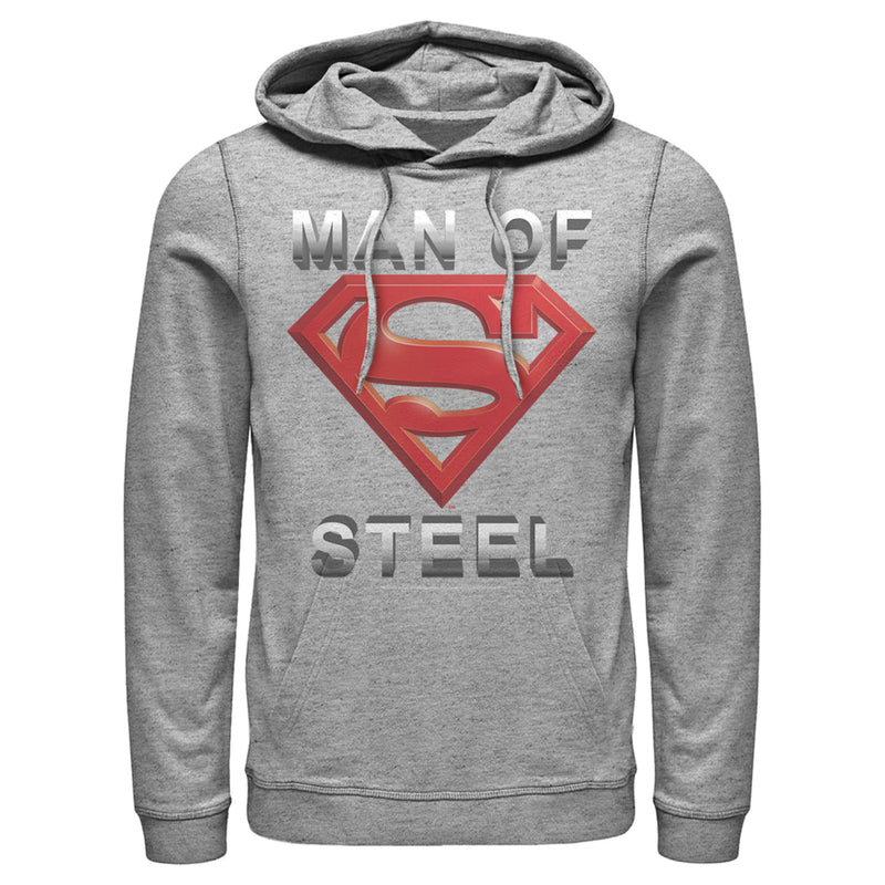 Men's Superman Man of Steel Beveled Logo Pull Over Hoodie