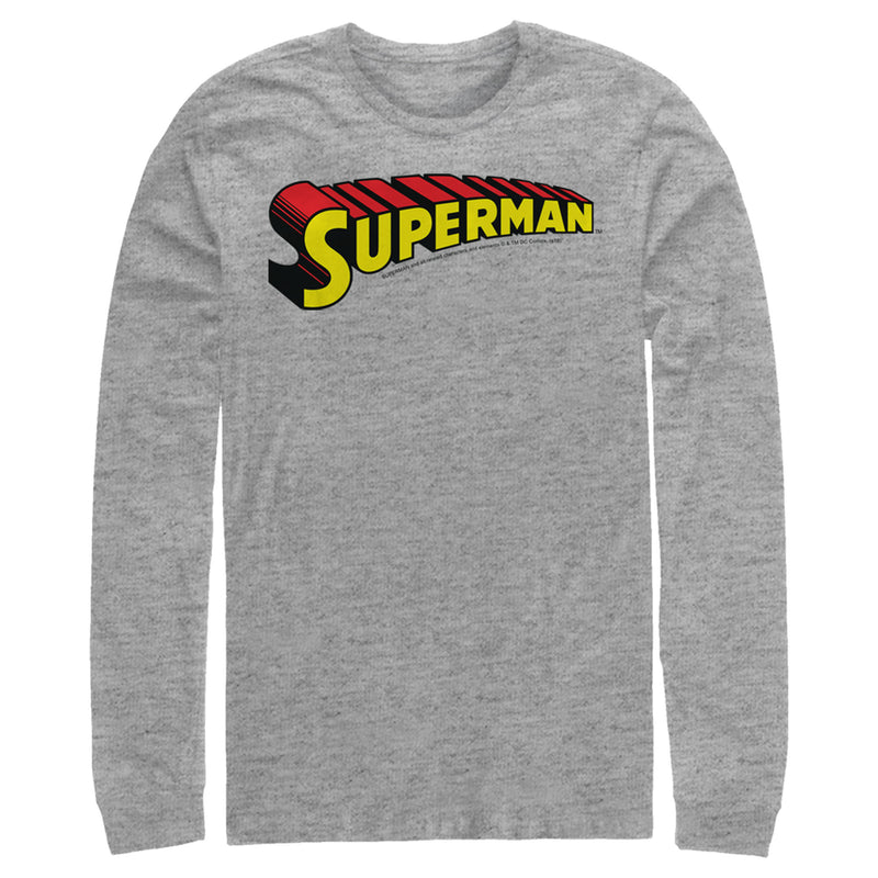 Men's Superman Classic Text Logo Long Sleeve Shirt