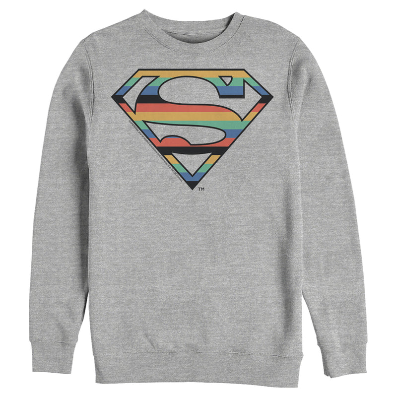 Men's Superman Logo Retro Stripe Sweatshirt