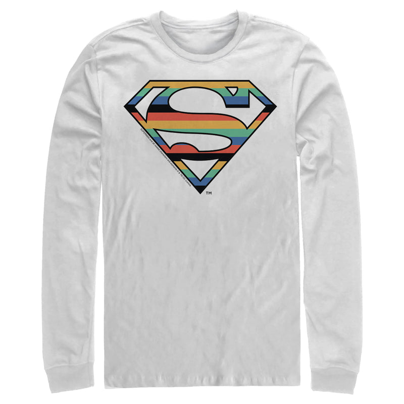Men's Superman Logo Retro Stripe Long Sleeve Shirt
