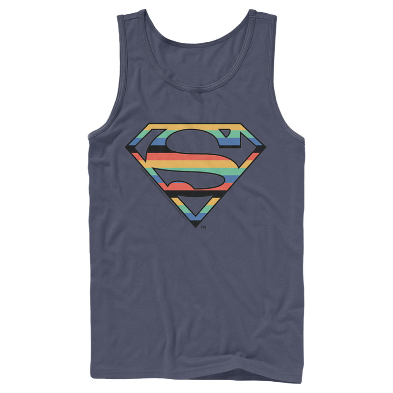 Men's Superman Logo Retro Stripe Tank Top