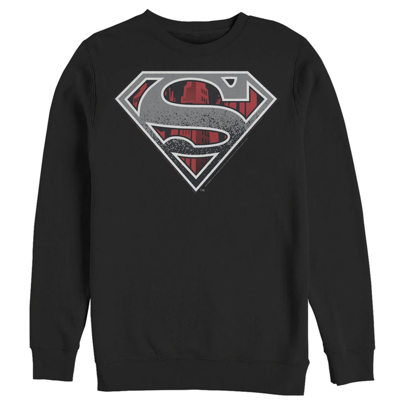 Men's Superman Logo Grunge Sweatshirt