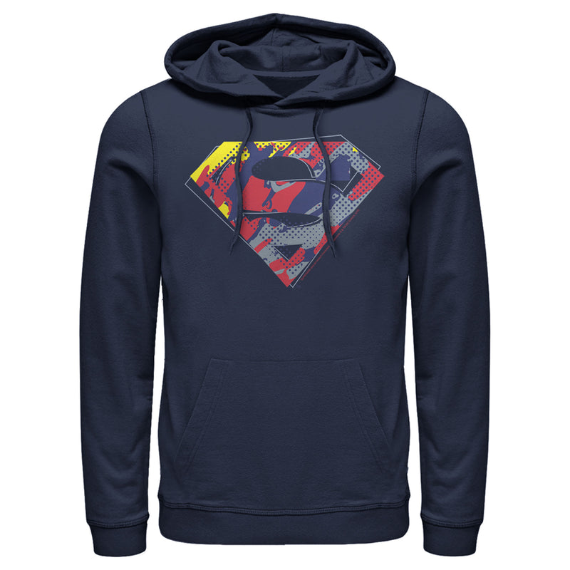 Men's Superman Logo Paint Splatter Pull Over Hoodie