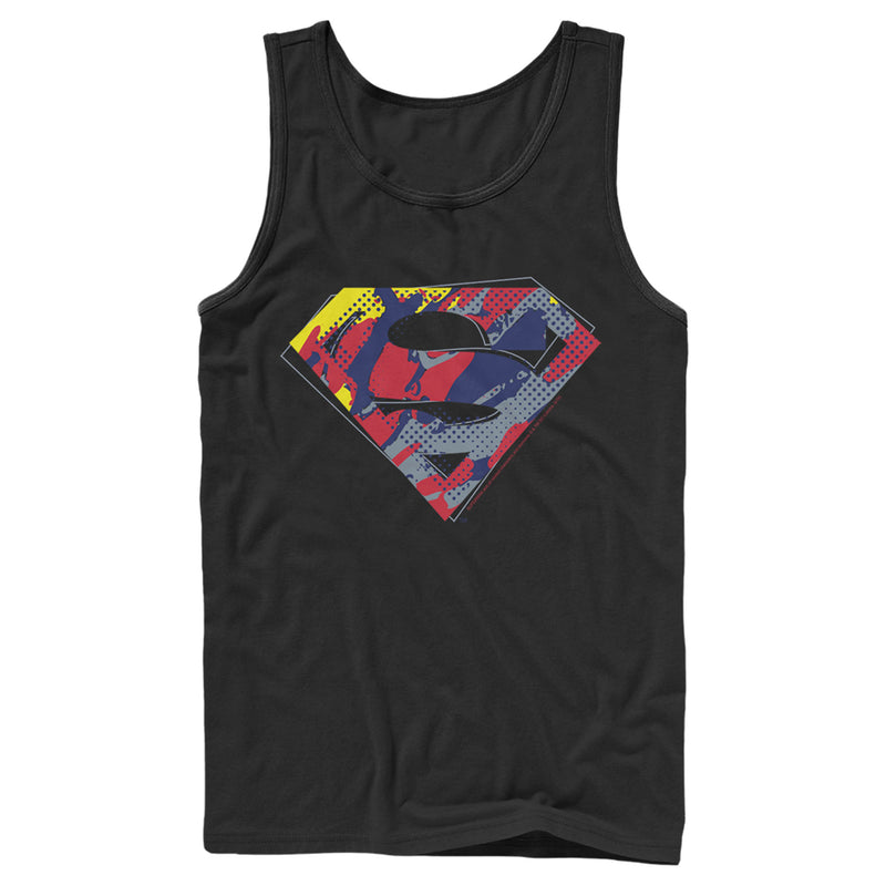 Men's Superman Logo Paint Splatter Tank Top