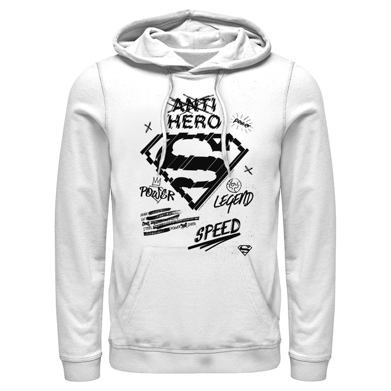 Men's Superman Hero Qualities & Icons Pull Over Hoodie