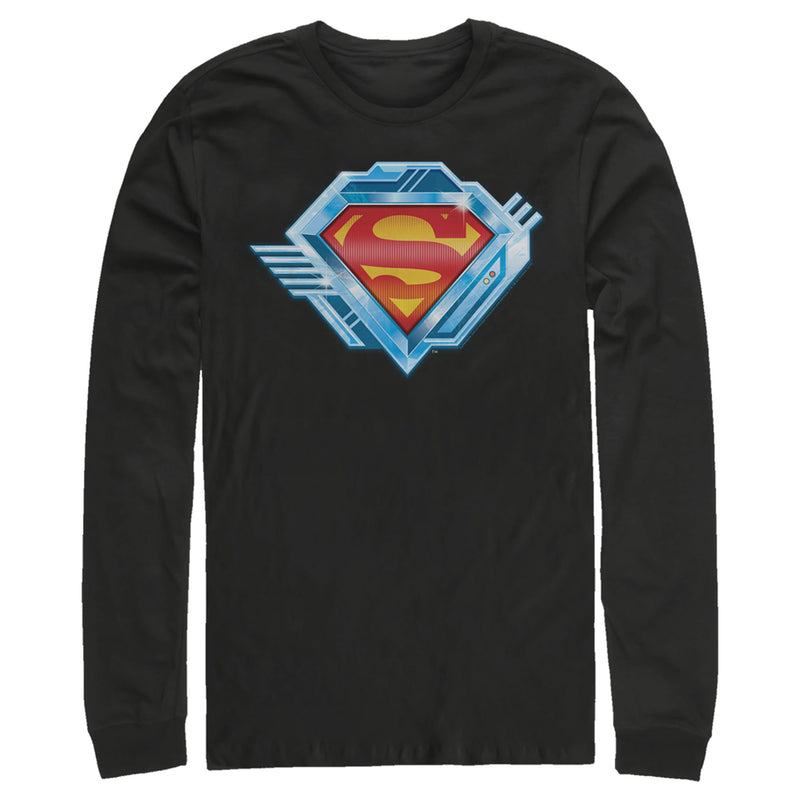 Men's Superman Logo Chrome Machine Long Sleeve Shirt