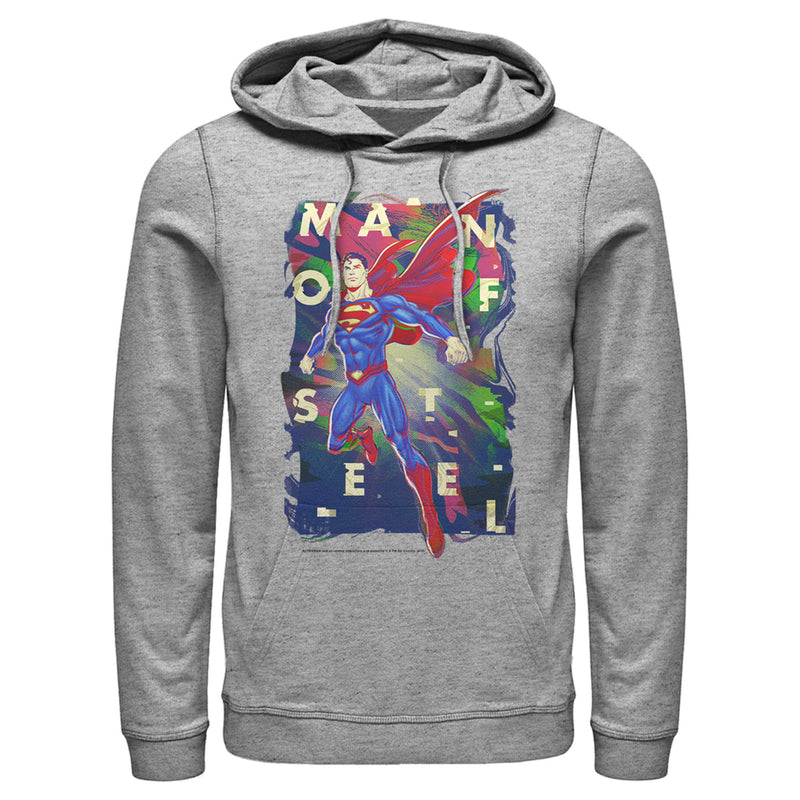 Men's Superman Man of Steel Rainbow Pull Over Hoodie