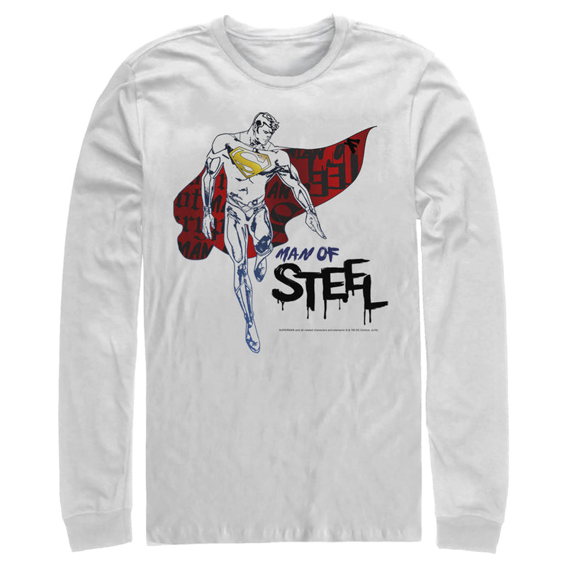 Men's Superman Man of Steel Paint Drip Long Sleeve Shirt