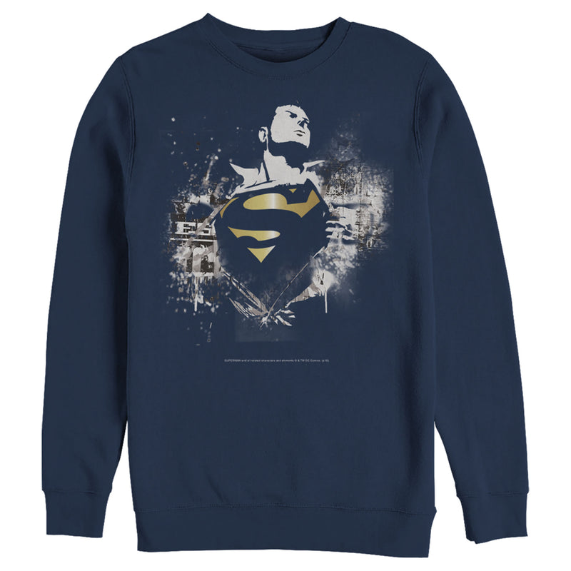 Men's Superman Hero Graffiti Print Sweatshirt