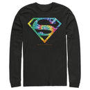 Men's Superman Tie-Dye Shield Logo Long Sleeve Shirt