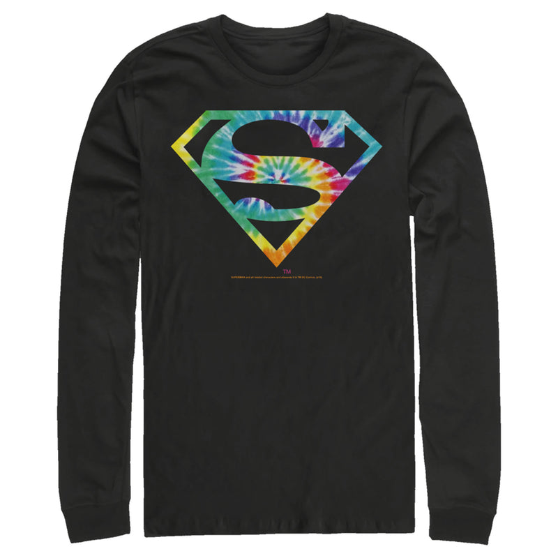 Men's Superman Tie-Dye Shield Logo Long Sleeve Shirt