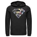 Men's Superman Comic Panel Shield Logo Pull Over Hoodie