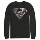 Men's Superman Comic Panel Shield Logo Long Sleeve Shirt