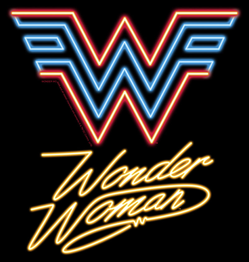 Men's Wonder Woman 1984 Neon Logo Glow Pull Over Hoodie