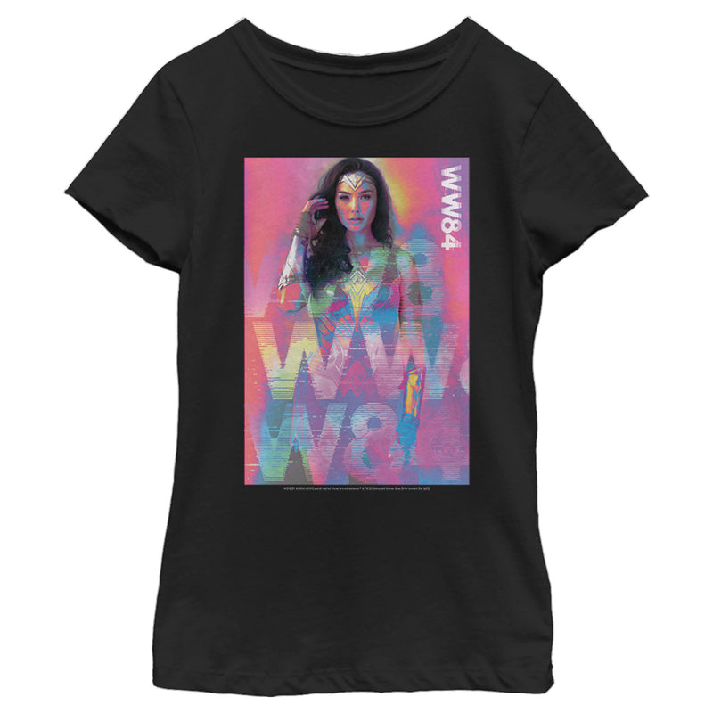 Girl's Wonder Woman 1984 Pastel Glitch T-Shirt