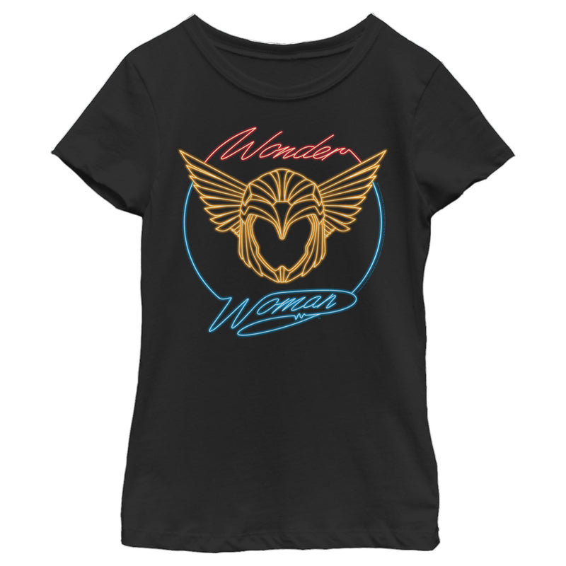 Girl's Wonder Woman 1984 Golden Neon Helmet T-Shirt