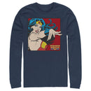 Men's Justice League Retro Pop Art Portrait Long Sleeve Shirt