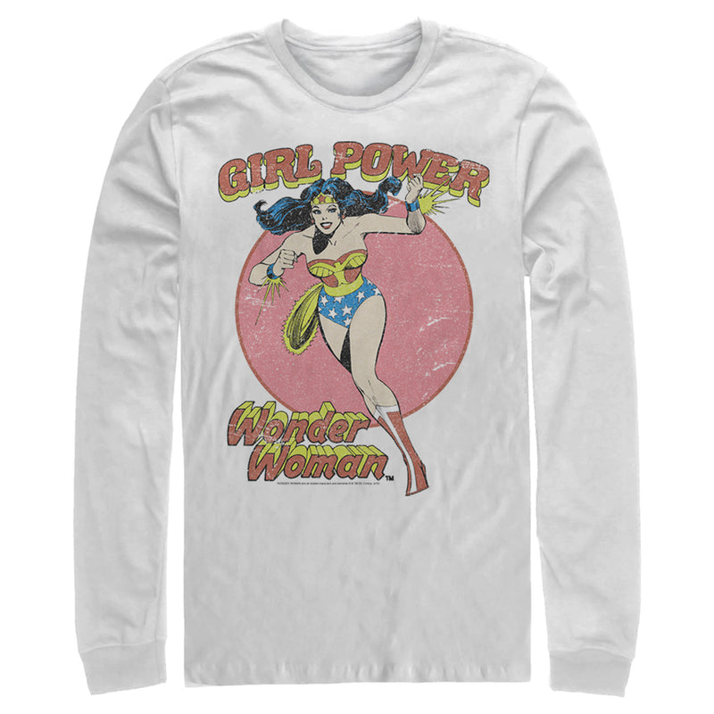 Men's Justice League Running Girl Power Text Poster Long Sleeve Shirt